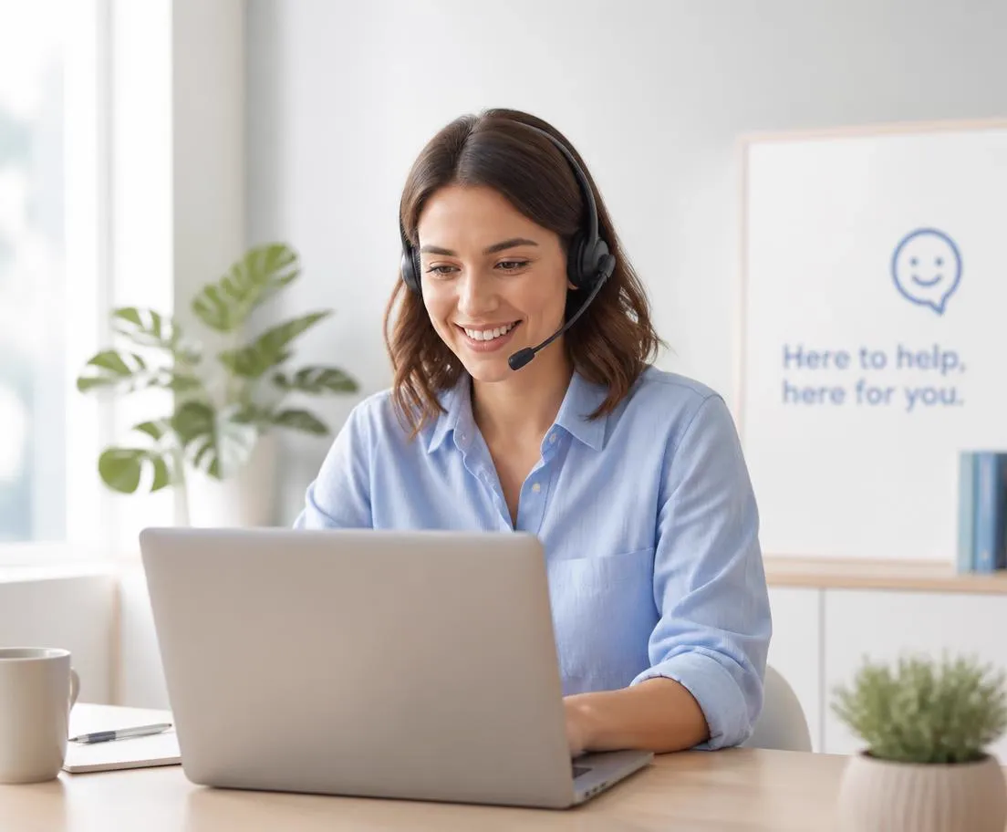 Precise PTE student support advisor at her desk
